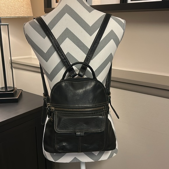 FOSSIL Black Pebbled Leather Backpack Shoulder Bag, ZB8975 main image 5